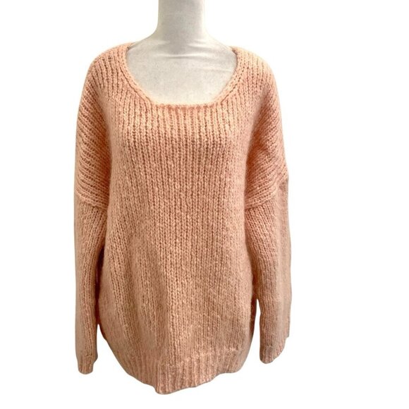 Marimekko Mohair Wool Chunky Loose Knit Oversized Sweater Pink size Large - Picture 1 of 7